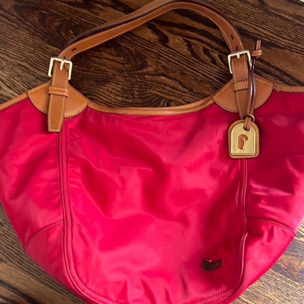 Dooney & Burke Red Tote Bag Nylon Leather Women's Bag